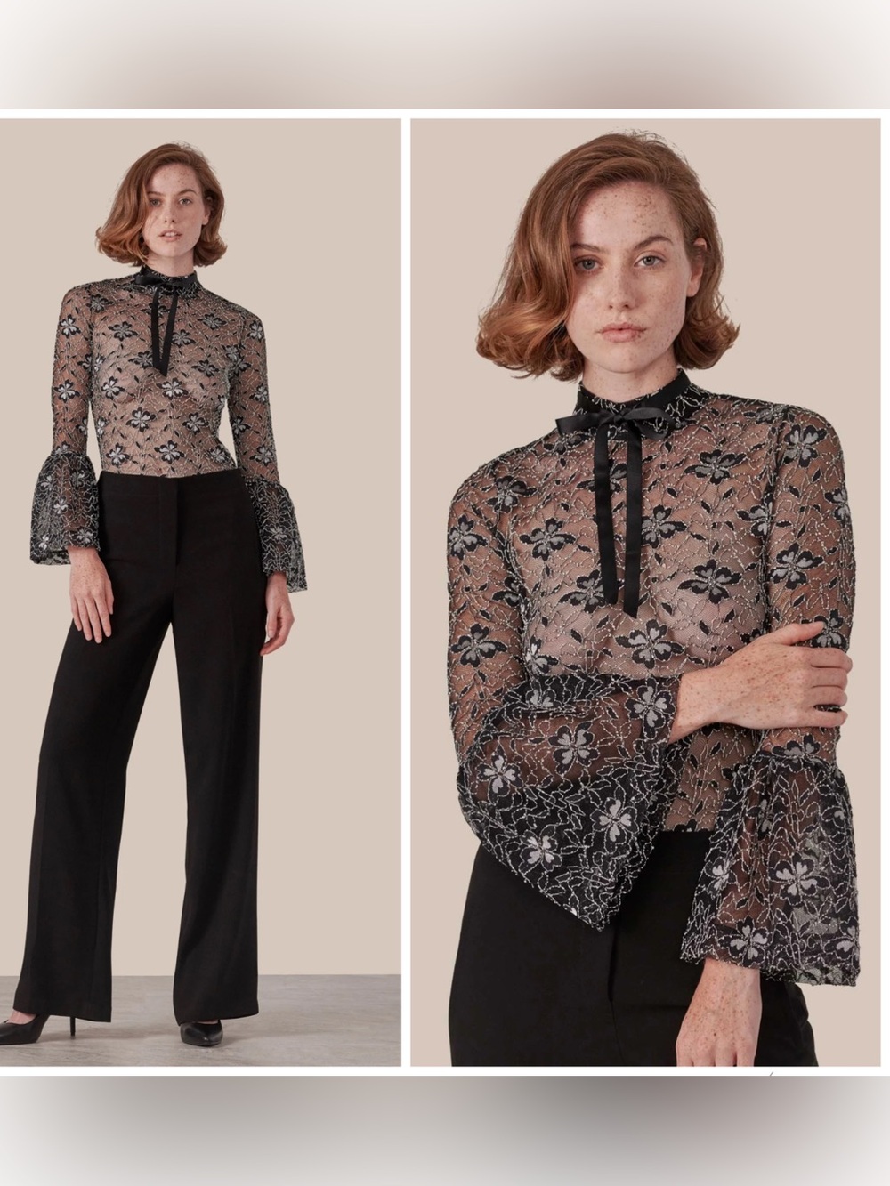 Anne Fontaine Sheer Black Lace Top Laurine Victorian Goth Romantic FR 42 US 10 - Picture 14 of 14